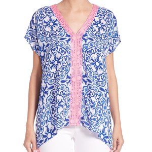 Lilly Pulitzer Sydney Caftan Tasseled Blouse Top Size XXS